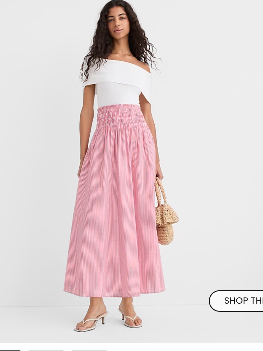 Smocked Waist Pink Stripe Maxi Skirt